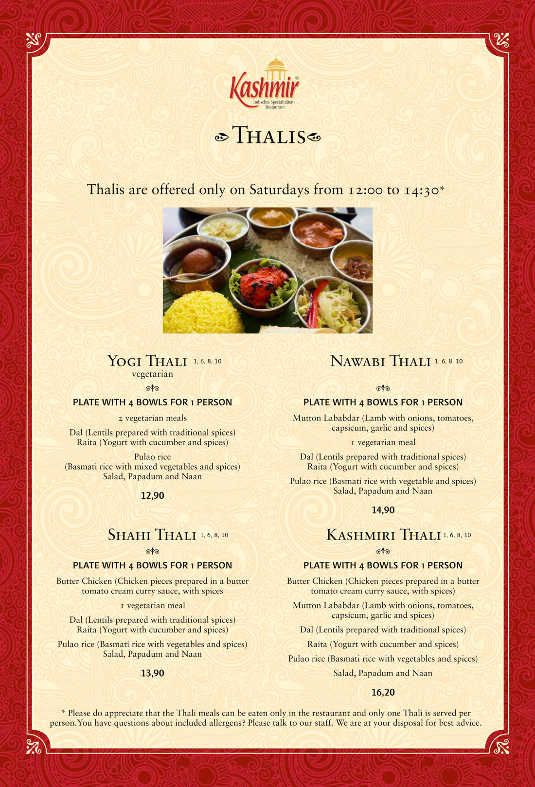 Menu kashmirrestaurant.de